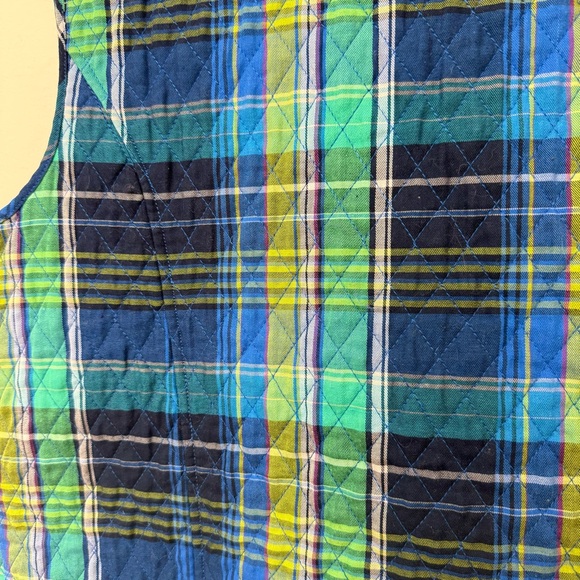 Southern Lady Women’s Plaid Quilted Vest Blue Green Zip Front Pockets L 14 - Picture 5 of 7